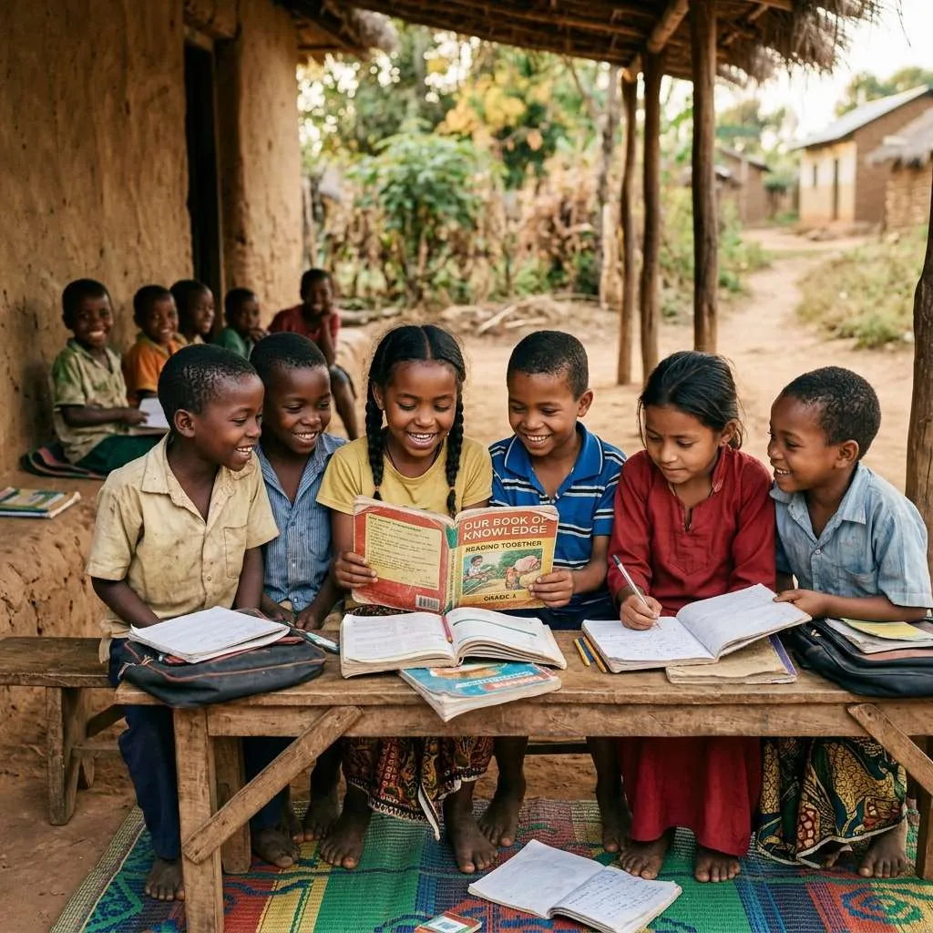 Children studying in rural area
