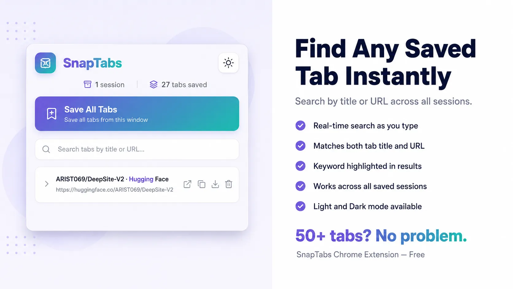 SnapTabs Saved Sessions